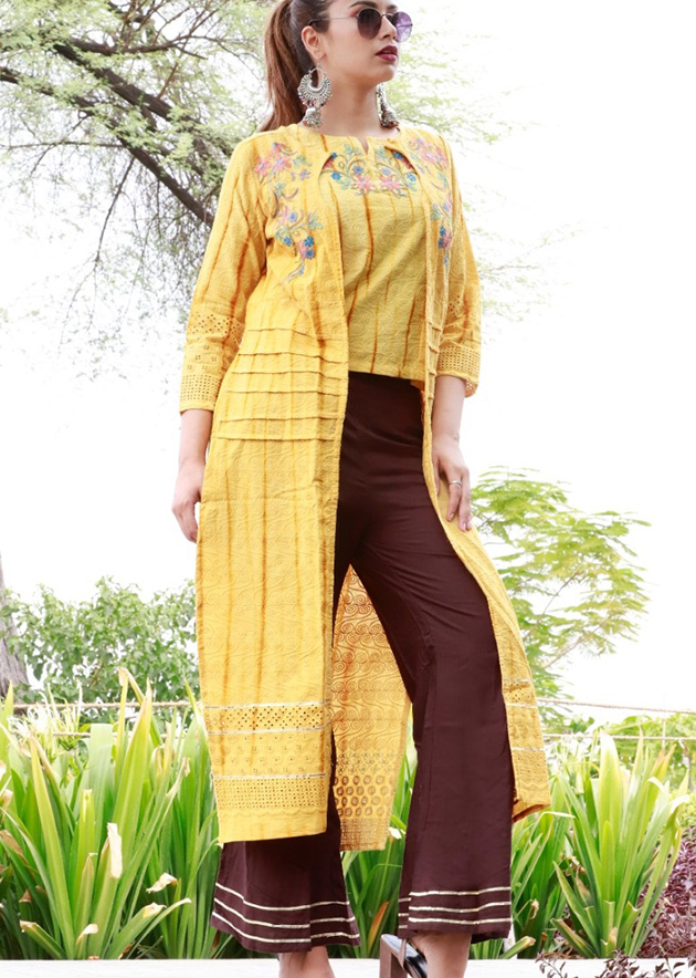 Order Winter Collection Of Cotton Kurti Pant Set With Quilted cotton jacket  8*8 Online From WishTown Fashion Club,Ghaziabad