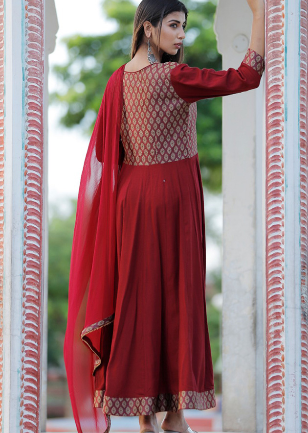 Buy Red Banarasi Silk Suit  Banarasi Silk Plus Size Suits  Apella