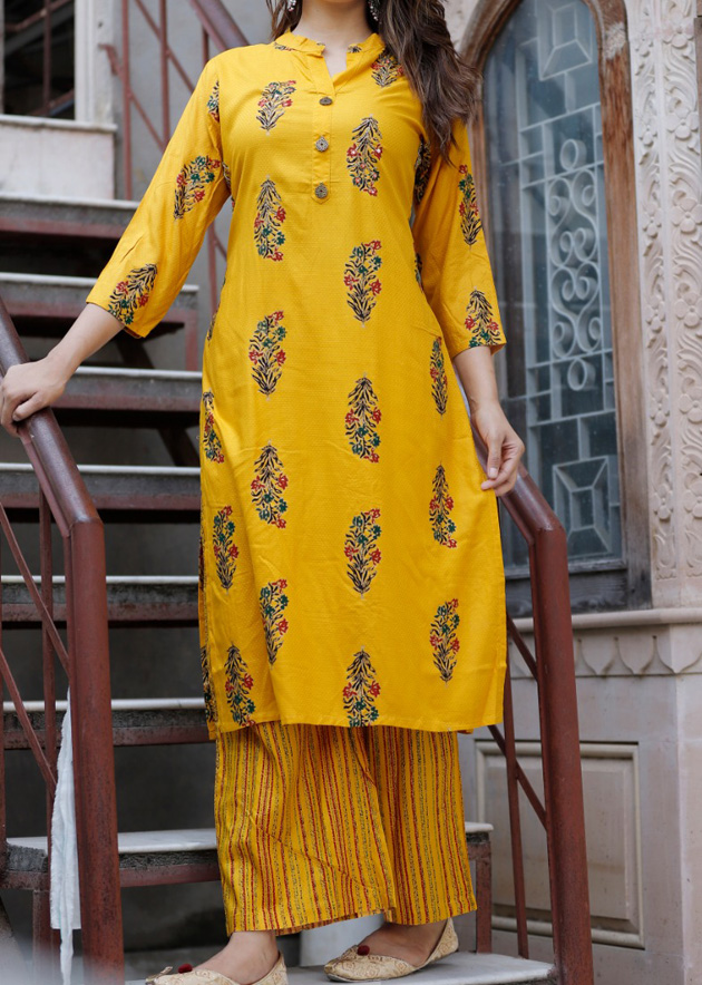 Yellow floral kurti set || * Fabric - cotton * Pant with pocket * Can be  customised as feeding friendly on request * Lining is attached… | Instagram