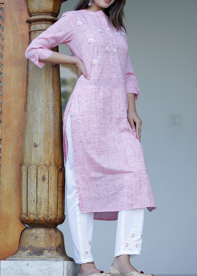Ladies Off - White Kurti With Black Pants Set Manufacturer in Jaipur,  Rajasthan - Latest Price