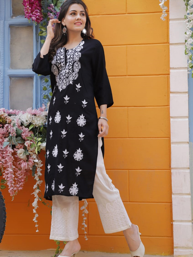 Off white Kurti and pant  ELZ